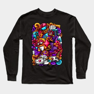 Hospital Doodle Illustration Long Sleeve T-Shirt